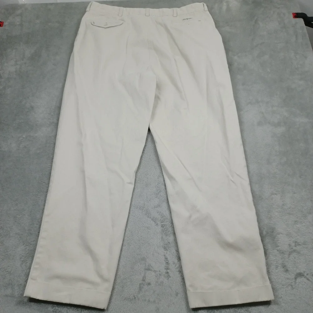 Vintage Polo Ralph Lauren Pants‎ Mens 38x30 Beige Hammond Pleated Cotton Preppy